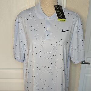 Nike Men's Light Blue Polo Shirt with Black Accents